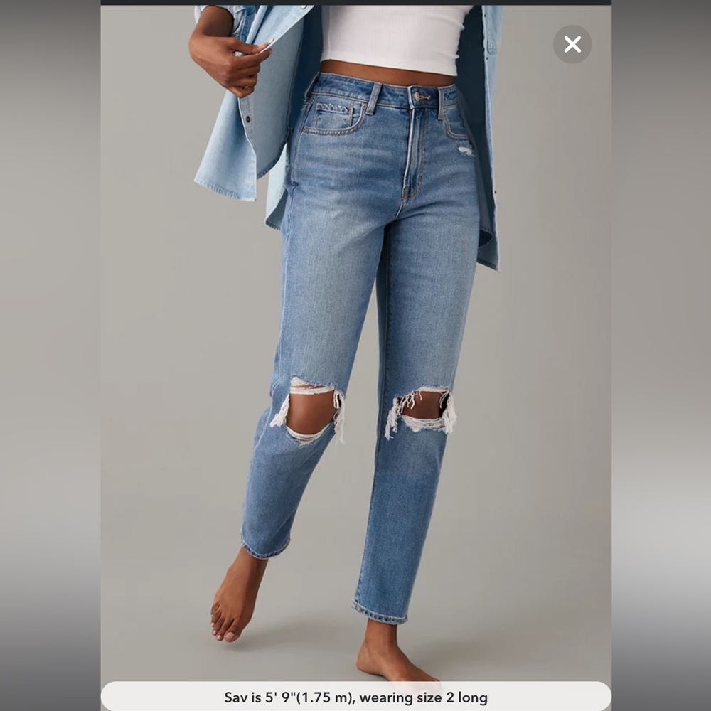 American Eagle Ripped Mom Jeans. Size 2